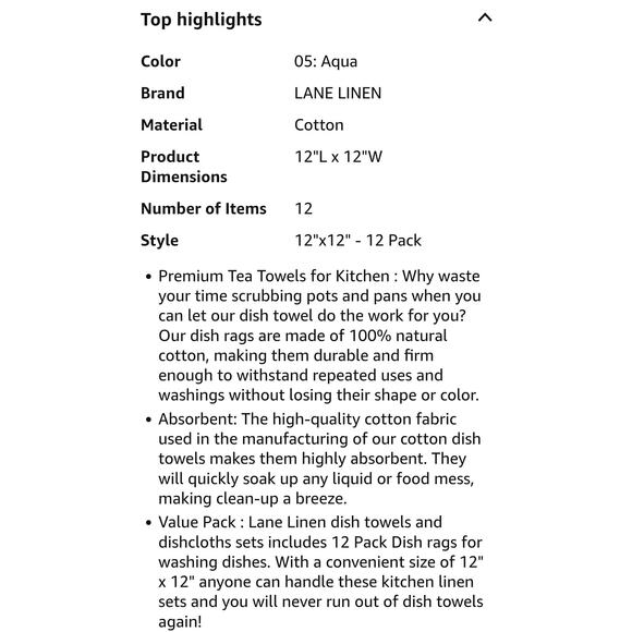 LANE LINEN 100% Cotton Kitchen Dish Cloths, Ultra Soft Absorbent Quick Drying... - Picture 5 of 5
